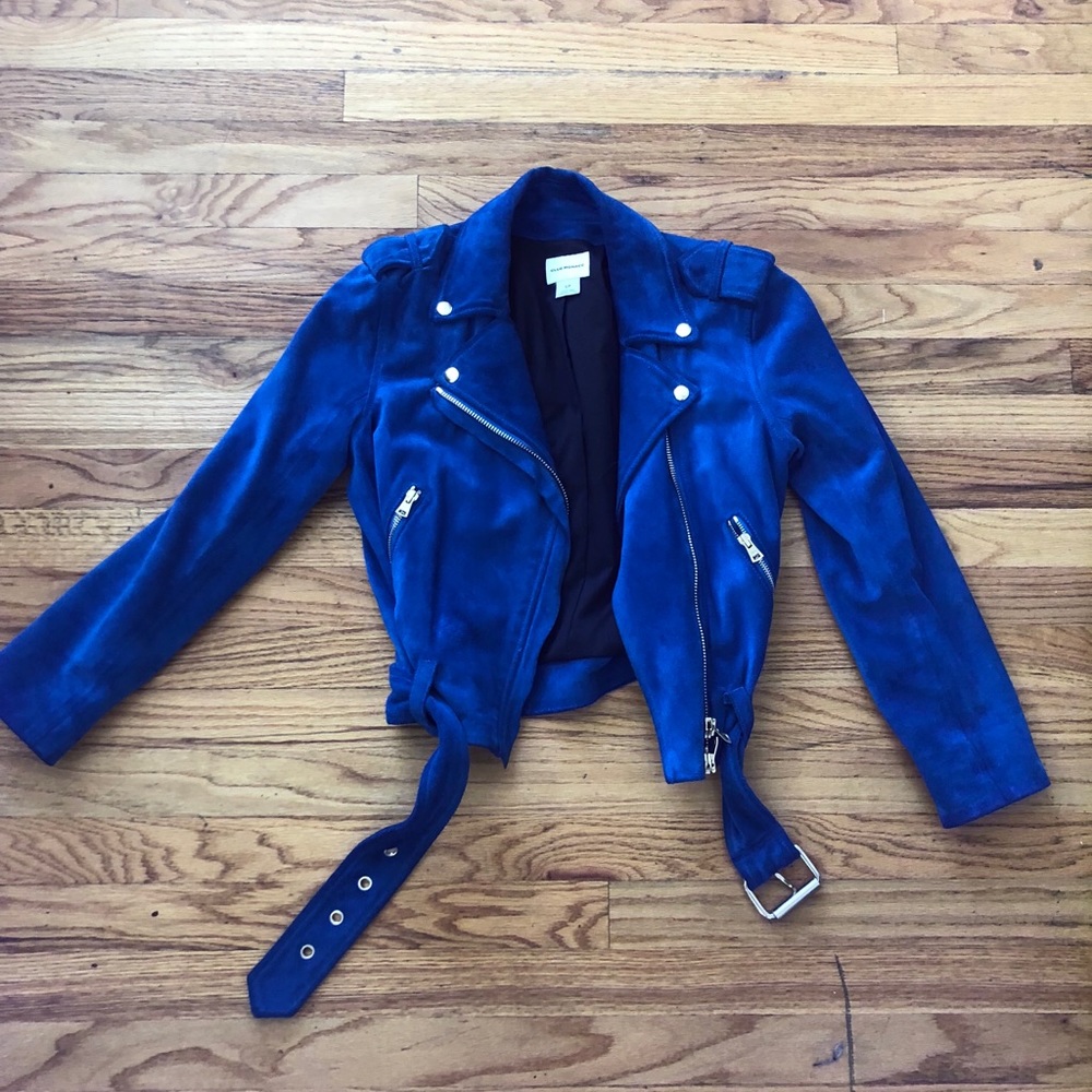 Club Monaco Blue Suede Moto Jacket